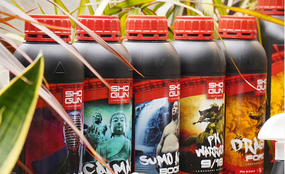 Shogun Fertilisers nutrient bottles